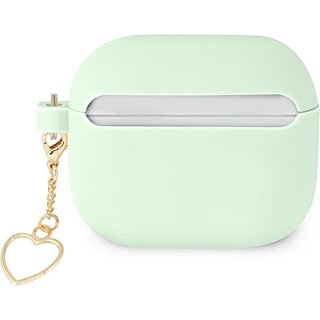 Guess Charm Heart GUA3LSCHSN Apple AirPods 3 szilikon tok + medál - zöld