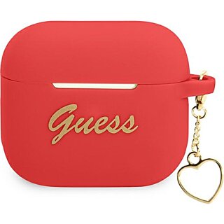 Guess Charm Heart GUA3LSCHSR Apple AirPods 3 szilikon tok + medál - piros