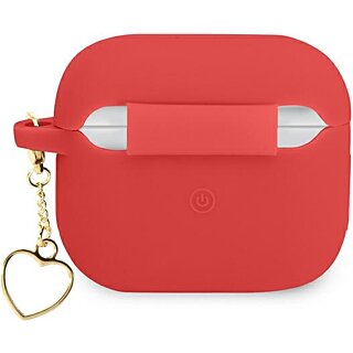 Guess Charm Heart GUA3LSCHSR Apple AirPods 3 szilikon tok + medál - piros