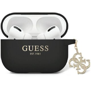 Guess GUAP2LECG4K Apple AirPods Pro 2 szilikon tok + medál - fekete