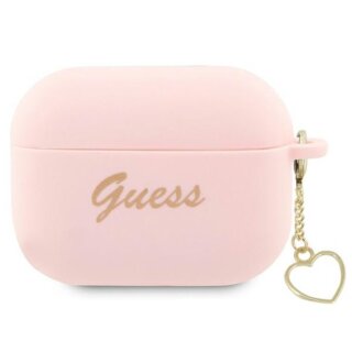 Guess Charm Heart GUAP2LSCHSP Apple AirPods Pro 2 szilikon tok + medál - rózsaszín