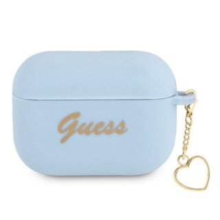 Guess Charm GUAPLSCHSB Apple AirPods Pro 1 szilikon tok + medál - kék