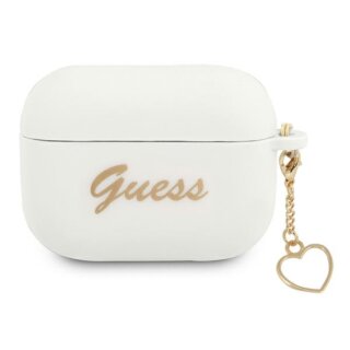 Guess Charm Heart GUAPLSCHSH Apple AirPods Pro 1 szilikon tok + medál - fehér