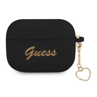 Guess Charm Heart GUAPLSCHSK Apple AirPods Pro 1 szilikon tok + medál - fekete