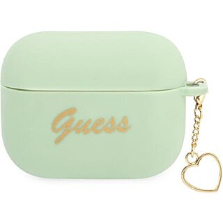 Guess Charm Heart GUAPLSCHSN Apple AirPods Pro 1 szilikon tok + medál - zöld