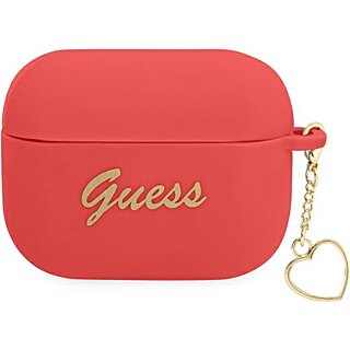 Guess Charm Heart GUAPLSCHSR Apple AirPods 3 szilikon tok + medál - piros