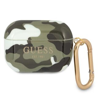 Guess Camo GUAPUCAMA Apple AirPods Pro 1 szilikon tok + karabíner - fekete/zöld