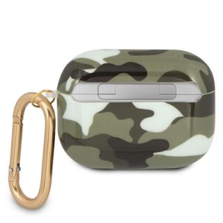 Guess Camo GUAPUCAMA Apple AirPods Pro 1 szilikon tok + karabíner - fekete/zöld