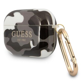 Guess Camo GUAPUCAMG Apple AirPods Pro 1 szilikon tok + karabíner - fekete/szürke