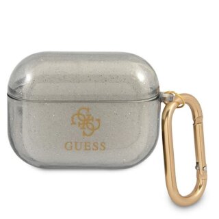 Guess Glitter GUAPUCG4GK Apple AirPods Pro 1 szilikon tok + karabíner - fekete/csillámos