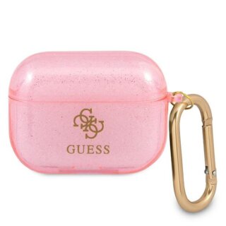 Guess Glitter GUAPUCG4GP Apple AirPods Pro 1 szilikon tok + karabíner - rózsaszín/csillámos