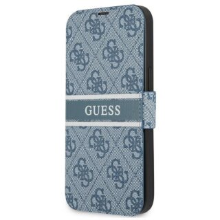 Guess 4G Stripe GUBKP13S4GDBL iPhone 13 mini kinyitható bőr tok - kék