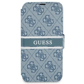 Guess 4G Stripe GUBKP13S4GDBL iPhone 13 mini kinyitható bőr tok - kék