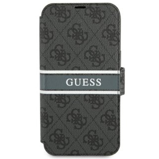 Guess 4G Stripe GUBKP13S4GDGR iPhone 13 mini kinyitható bőr tok - szürke
