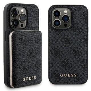 Guess GUBPM5P15L4GEMGK MagSafe iPhone 15 Pro bőr hátlap tok + powerbank 5000mAh - fekete