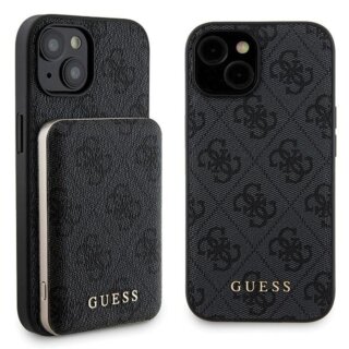 Guess GUBPM5P15S4GEMGK MagSafe iPhone 15 bőr hátlap tok + powerbank 5000mAh - fekete