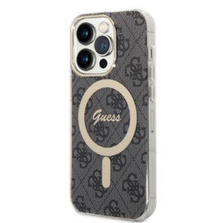 Guess GUBPP14LH4EACSK MagSafe iPhone 14 Pro kemény hátlap tok + MagSafe töltő - fekete