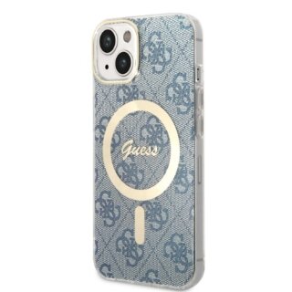 Guess GUBPP14MH4EACSB MagSafe iPhone 14 Plus / 15 Plus kemény hátlap tok + MagSafe töltő - kék