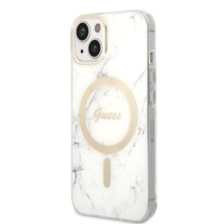 Guess GUBPP14MHMEACSH MagSafe iPhone 14 Plus / 15 Plus kemény hátlap tok + MagSafe töltő - fehér