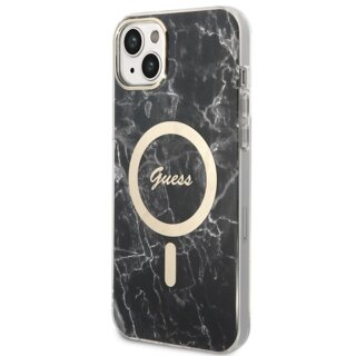 Guess GUBPP14MHMEACSK MagSafe iPhone 14 Plus / 15 Plus kemény hátlap tok + MagSafe töltő - fekete