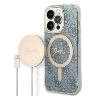 Guess GUBPP14XH4EACSB MagSafe iPhone 14 Pro Max kemény hátlap tok + MagSafe töltő - kék