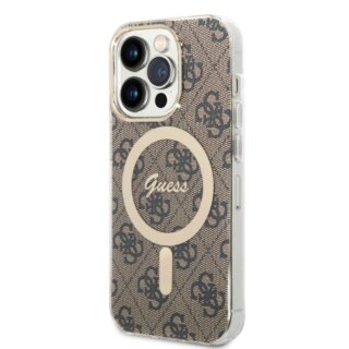 Guess GUBPP14XH4EACSW MagSafe iPhone 14 Pro Max kemény hátlap tok + MagSafe töltő - barna