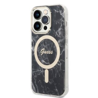 Guess GUBPP14XHMEACSK MagSafe iPhone 14 Pro Max kemény hátlap tok + MagSafe töltő - fekete