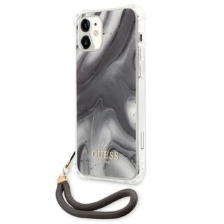 Guess Marble GUHCP12SKSMAGR iPhone 12 mini kemény hátlap tok + csuklópánt - szürke