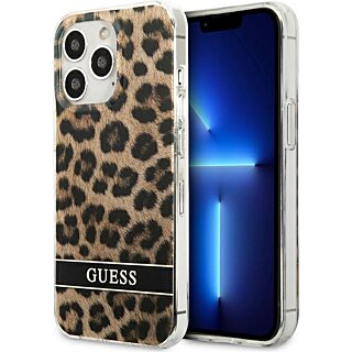 Guess GUHCP13LHSLEOW iPhone 13 Pro kemény hátlap tok - barna/leopárd mintás