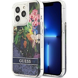 Guess Flower Liquid GUHCP13LLFLSB iPhone 13 Pro szilikon hátlap tok - zöld/virágos