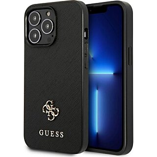 Guess Saffiano 4G GUHCP13LPS4MK iPhone 13 Pro bőr hátlap tok - fekete