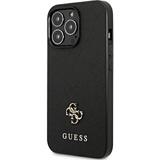 Guess Saffiano 4G GUHCP13LPS4MK iPhone 13 Pro bőr hátlap tok - fekete