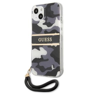 Guess Camo GUHCP13SKCABBK iPhone 13 mini kemény hátlap tok + csuklópánt - fekete/szürke