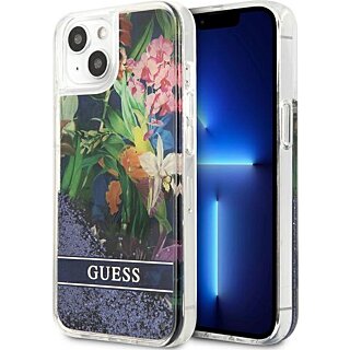 Guess Flower Liquid GUHCP13SLFLSB iPhone 13 mini szilikon hátlap tok - zöld/virágos