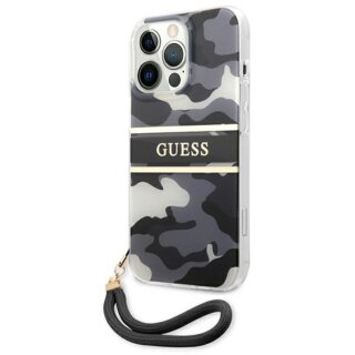 Guess Camo GUHCP13XKCABBK iPhone 13 Pro Max kemény hátlap tok + csuklópánt - fekete/szürke