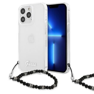 Guess GUHCP13XKPSBK iPhone 13 Pro Max kemény hátlap tok + csuklópánt - átlátszó
