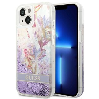 Guess Flower Liquid GUHCP14MLFLSU iPhone 14 Plus szilikon hátlap tok - lila/virágos
