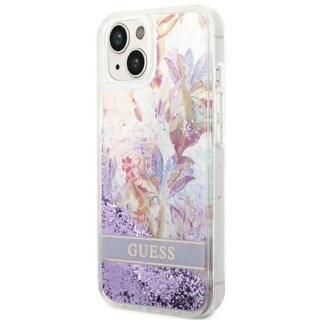Guess Flower Liquid GUHCP14MLFLSU iPhone 14 Plus szilikon hátlap tok - lila/virágos
