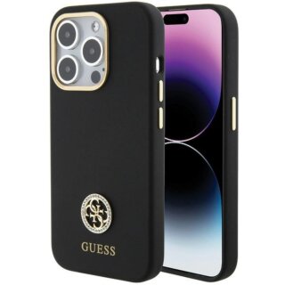 Guess GUHCP15LM4DGPK iPhone 15 Pro szilikon hátlap tok - fekete