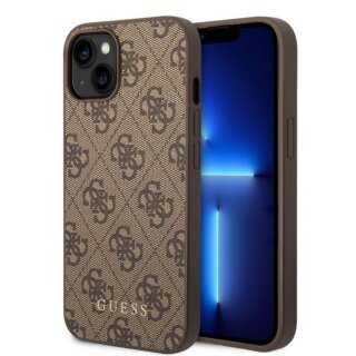 Guess GUHCP15MG4GFBR iPhone 14 Plus / 15 Plus bőr hátlap tok - barna