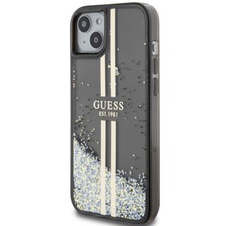 Guess GUHCP15SLFCSEGK iPhone 13 / 14 / 15 kemény hátlap tok - csillámos/fekete
