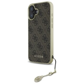 Guess GUHCP16MGF4GBR iPhone 16 Plus bőr tok + medál - barna