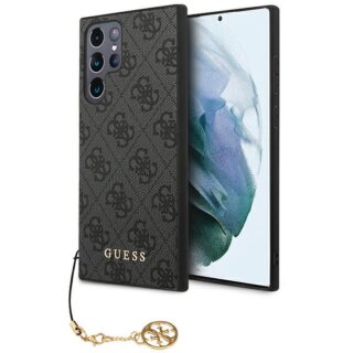 Guess GUHCS23LGF4GGR Samsung Galaxy S23 Ultra bőr hátlap tok + medál - szürke