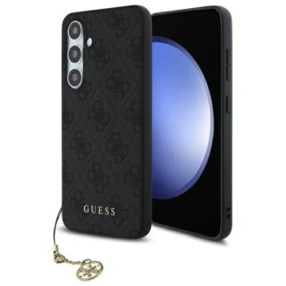 Guess GUHCS24FEGF4GGR Samsung Galaxy S24 FE bőr hátlap tok + medál - szürke