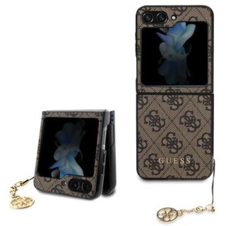 Guess GUHCZF5GF4GBR Samsung Galaxy Z Flip 5 bőr hátlap tok + medál - barna