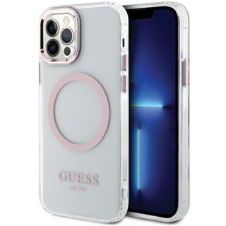 Guess GUHMP12MHTRMP MagSafe iPhone 12 / 12 Pro kemény hátlap tok - rózsaszín
