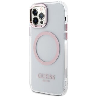 Guess GUHMP12MHTRMP MagSafe iPhone 12 / 12 Pro kemény hátlap tok - rózsaszín