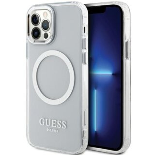 Guess GUHMP12MHTRMS MagSafe iPhone 12 / 12 Pro kemény hátlap tok - ezüst
