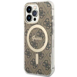 Guess GUHMP13LH4STW MagSafe iPhone 13 Pro kemény hátlap tok - barna