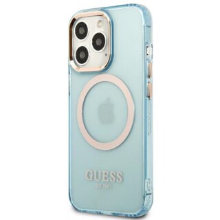 Guess Gold Outline GUHMP13LHTCMB MagSafe iPhone 13 Pro kemény hátlap tok - kék